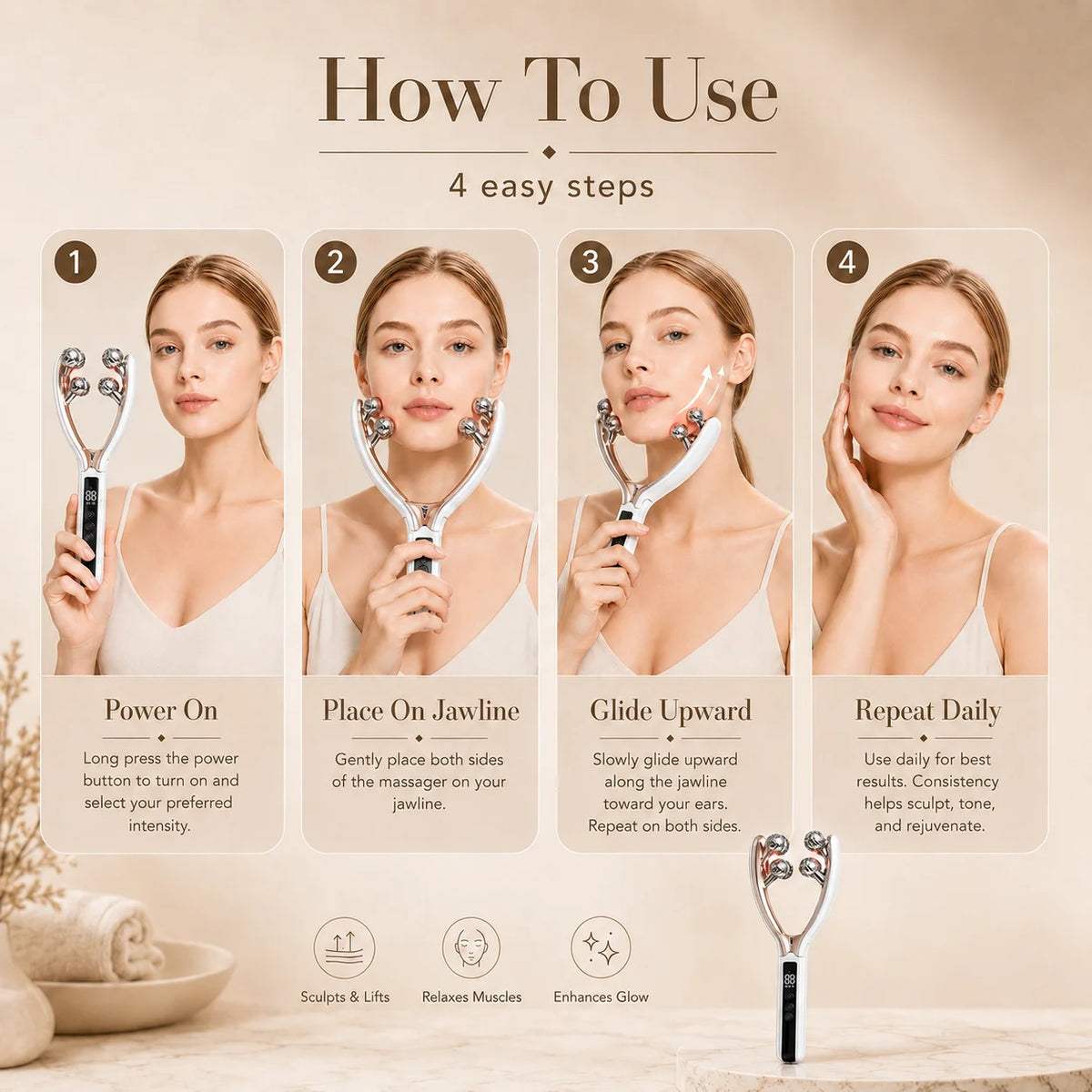 Smart Electric Facial Roller Massager For Daily Skin Care Routine