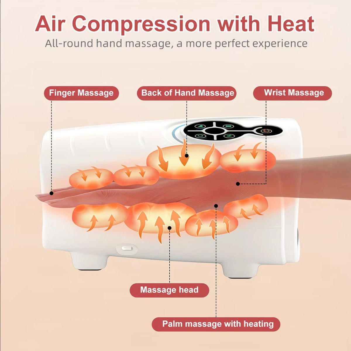Lingteng Cordless Heated Hand Massager For Stress Relief