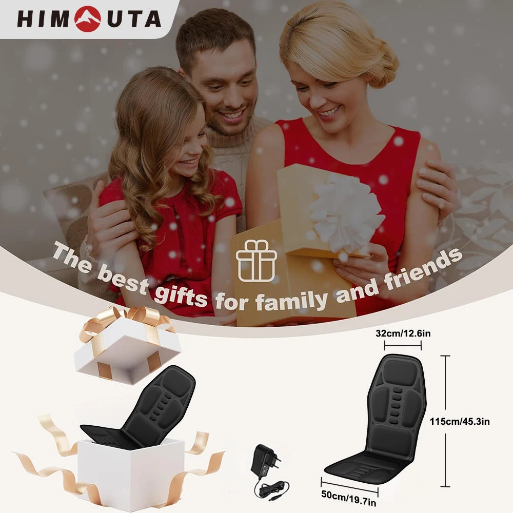 Himouta Heated Back Massager Vibrating Massage Cushion Lumbar Relaxation Device