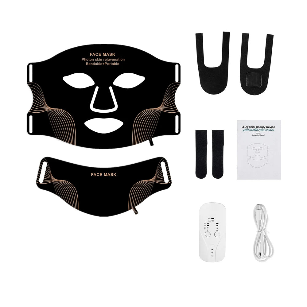 Foreverlily Led Facial Mask Neck Red Light Therapy Skin Rejuvenation