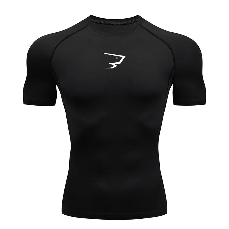 Short Sleeve Polyester Compression Shirt For Running Gym Fitness Training
