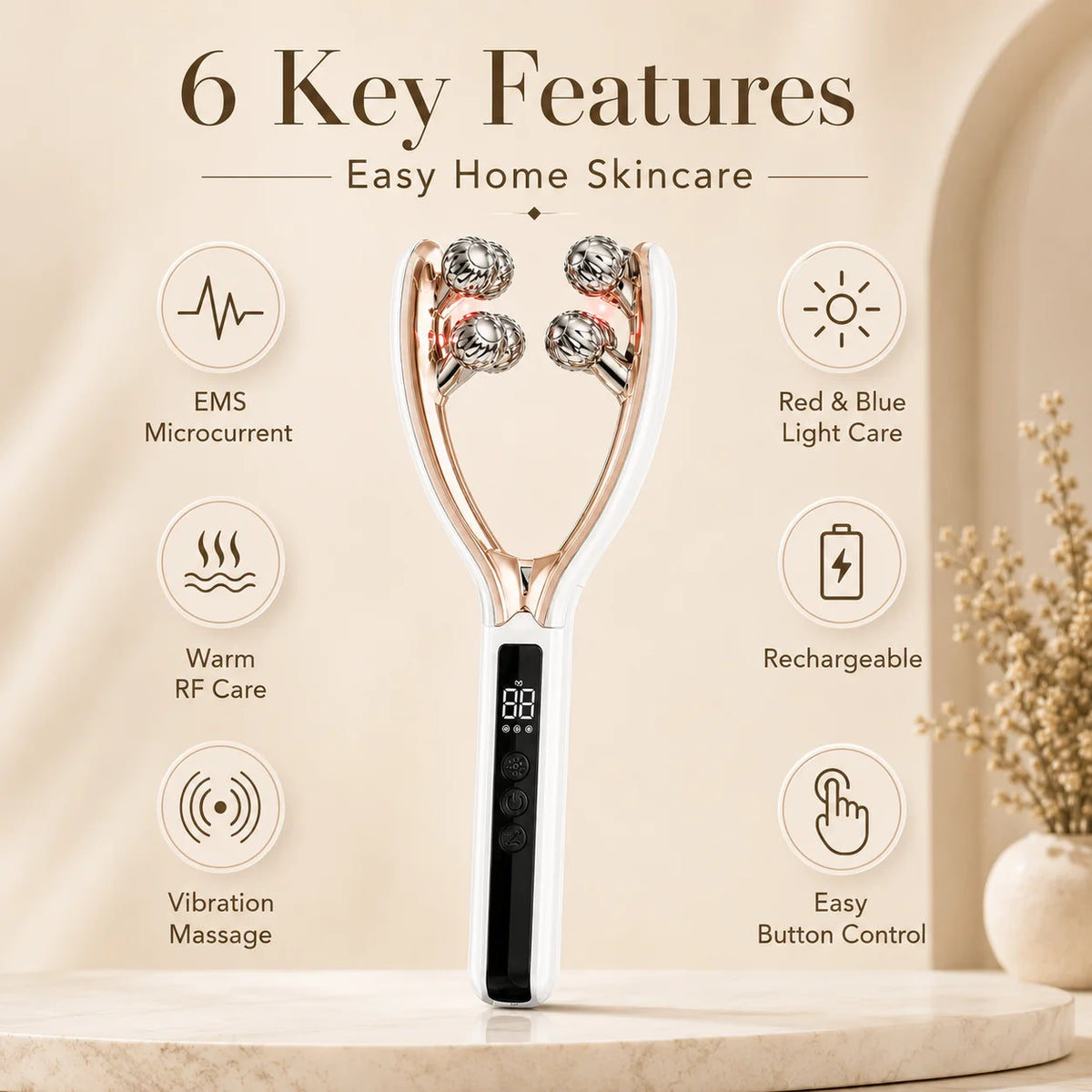 Smart Electric Facial Roller Massager For Daily Skin Care Routine