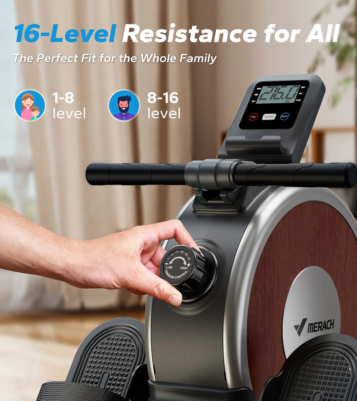Merach Magnetic Rowing Machine With 16 Level Quiet Resistance