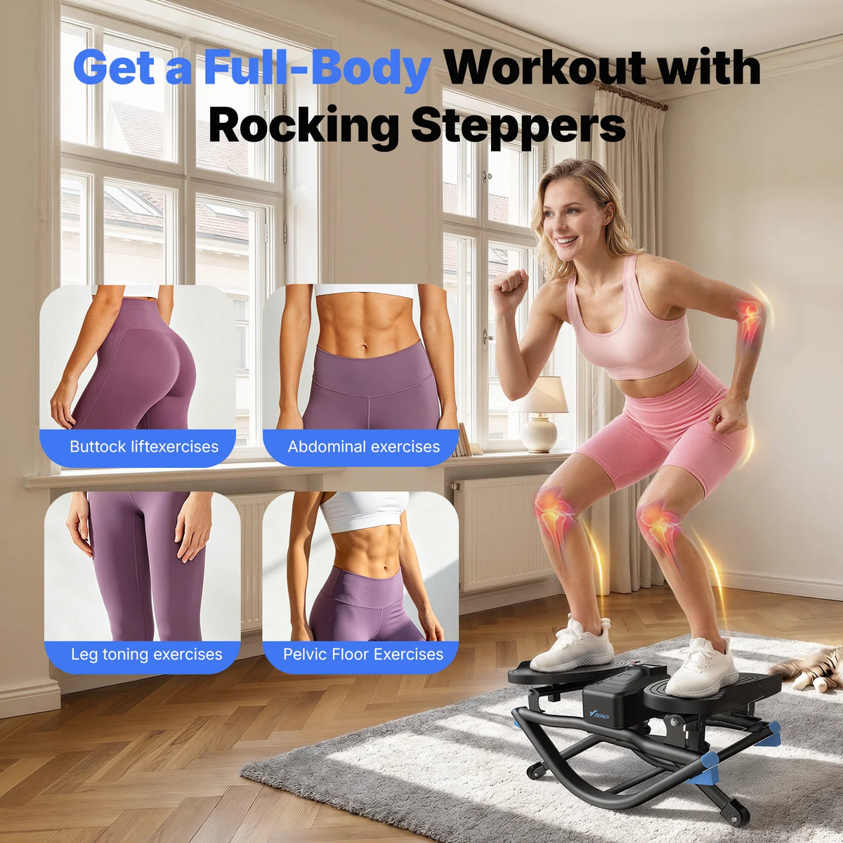 Merach Silent Rocking Stepper Ab Twist Board Core Home Workout