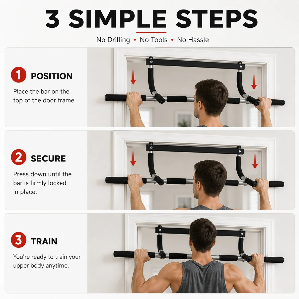 Heavy Steel Doorway Pull Up Bar For Home Gym Workouts