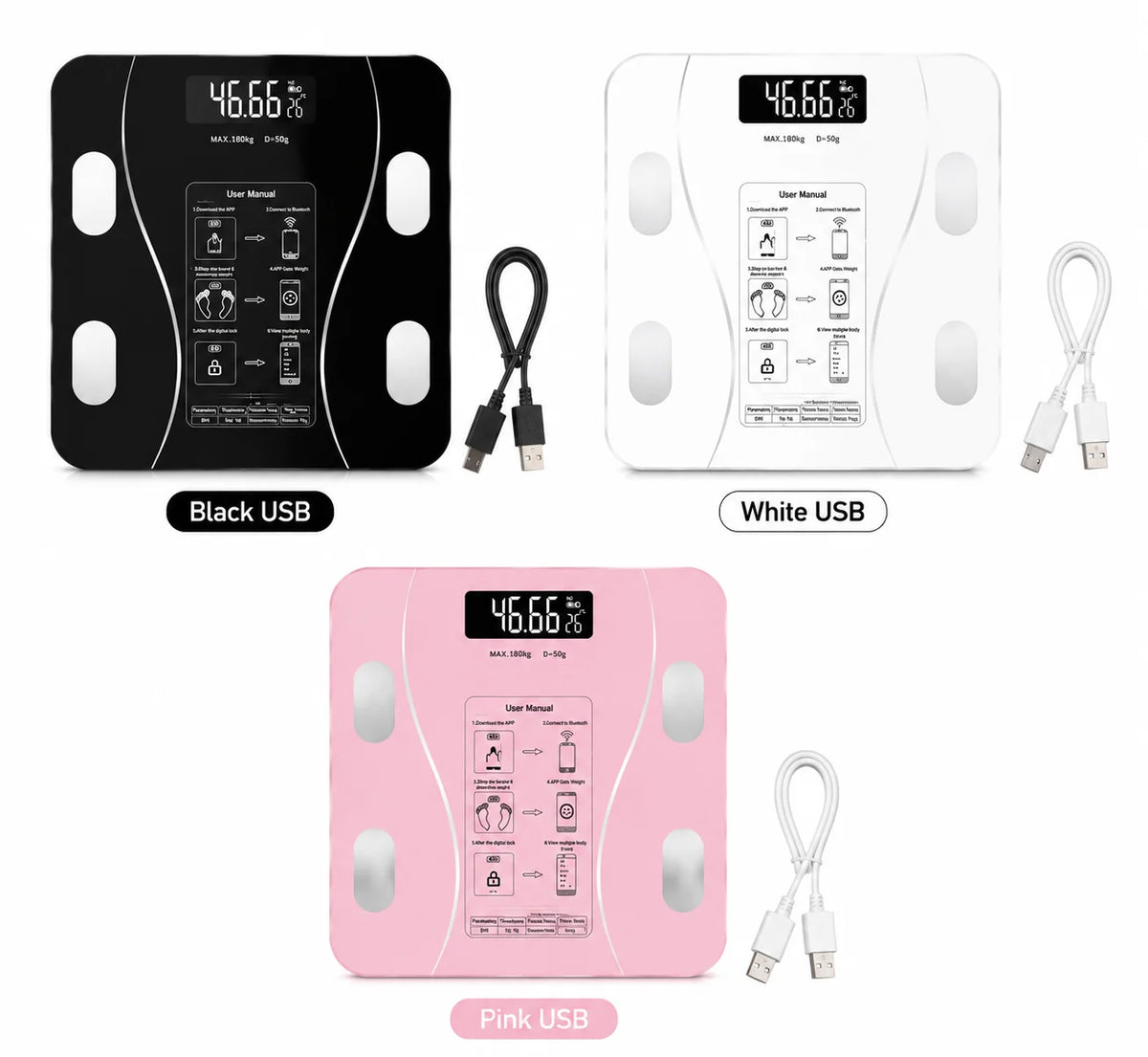 Smart Digital Body Fat Scale With Bluetooth Health Tracking App