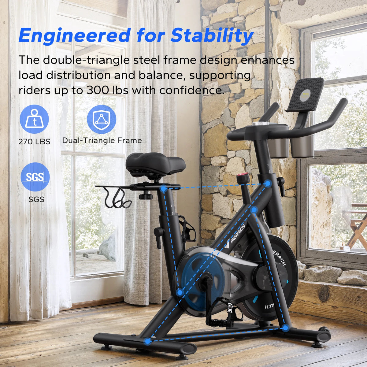 Merach Magnetic Indoor Cycling Bike With Low Noise App Support