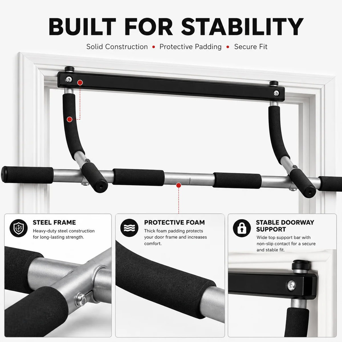 Heavy Steel Doorway Pull Up Bar For Home Gym Workouts