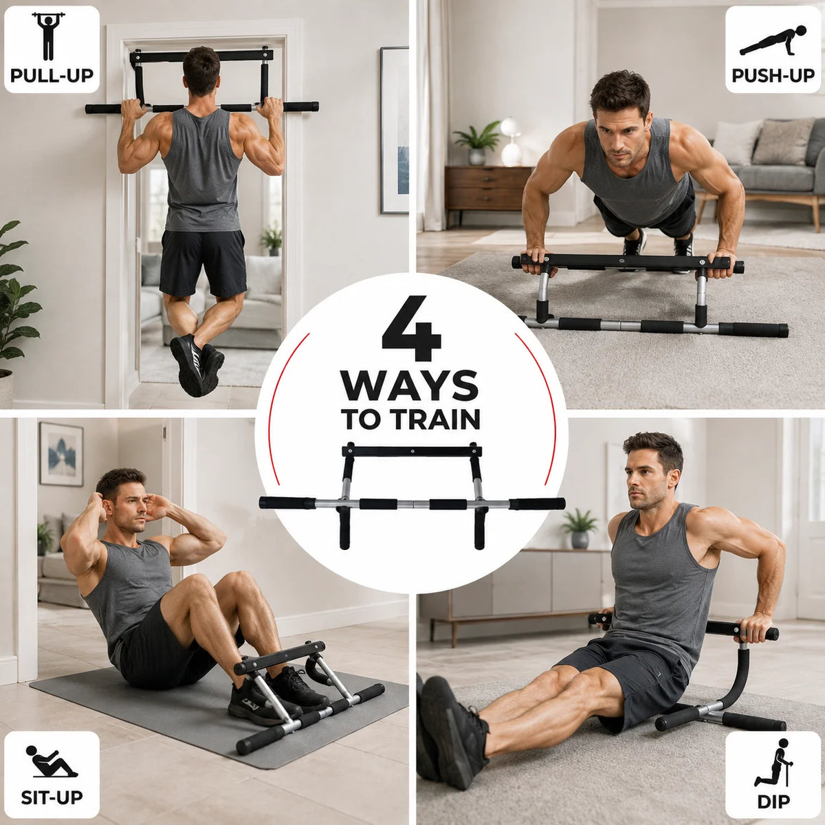 Heavy Steel Doorway Pull Up Bar For Home Gym Workouts