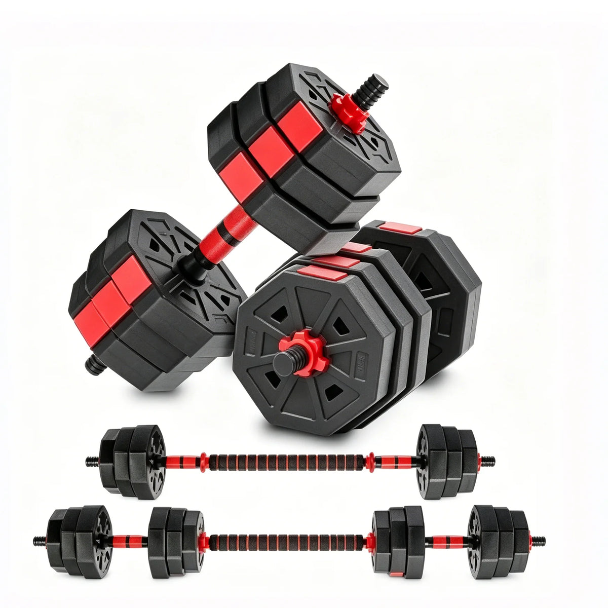 Adjustable Rubber Coated Dumbbell And Barbell Set For Home Gym