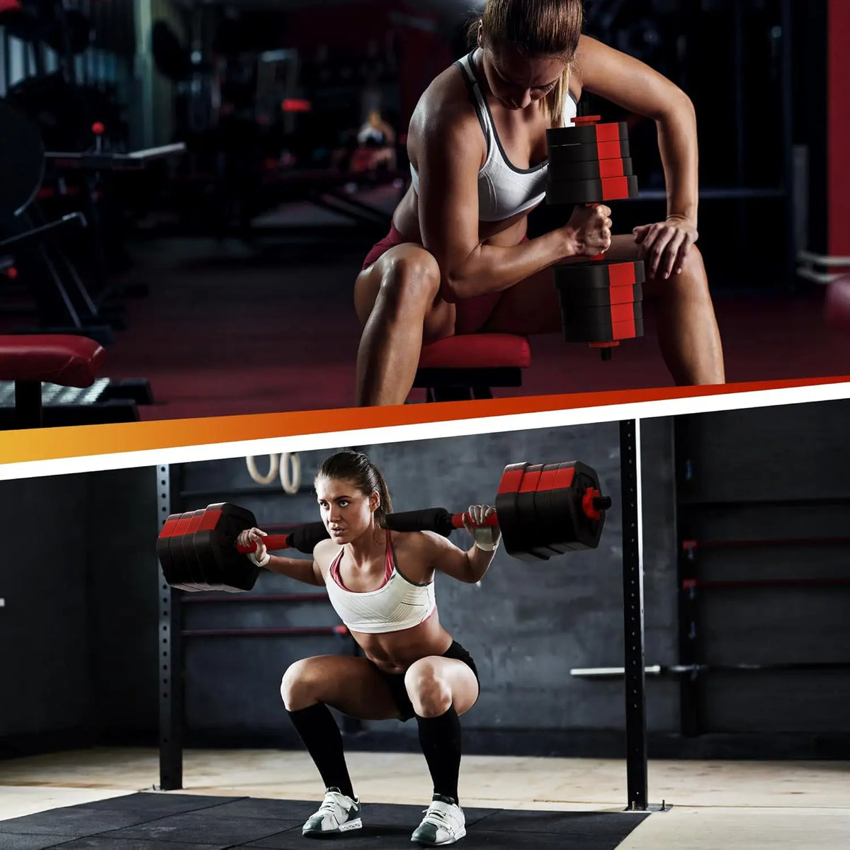 Adjustable Rubber Coated Dumbbell And Barbell Set For Home Gym