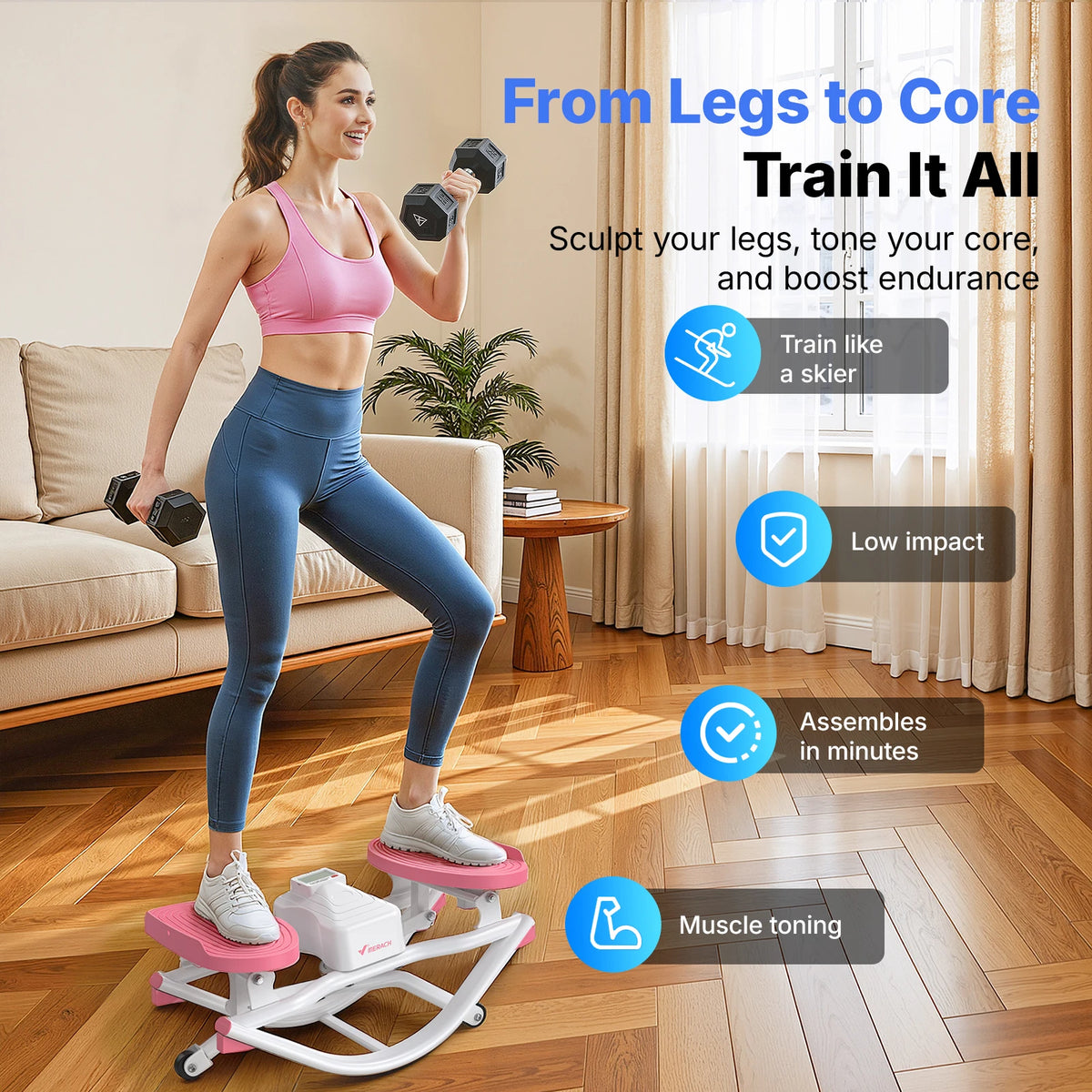 Merach Silent Rocking Stepper Ab Twist Board Core Home Workout