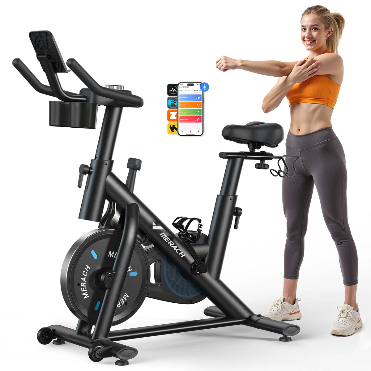 Merach Magnetic Indoor Cycling Bike With Low Noise App Support