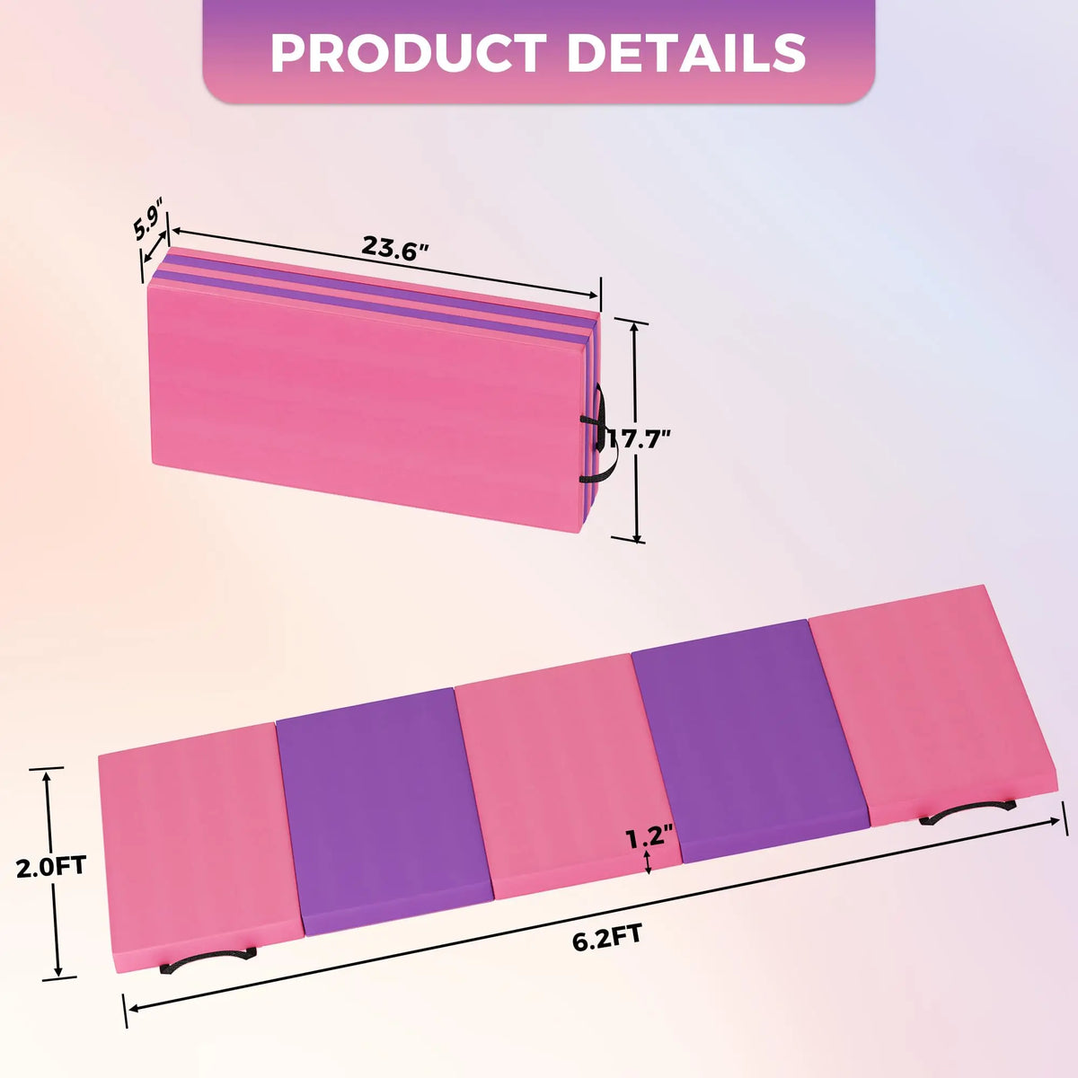 HiMISS Foldable Gymnastics Tumbling Exercise Mat For Home Yoga