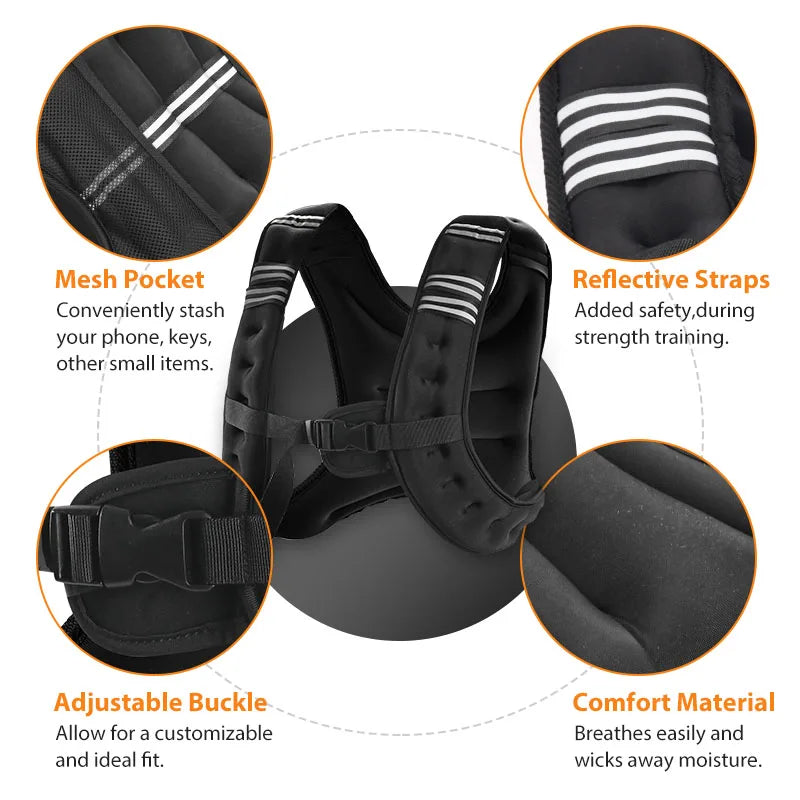Reflective Weight Vest For Running Fitness Workout And Training