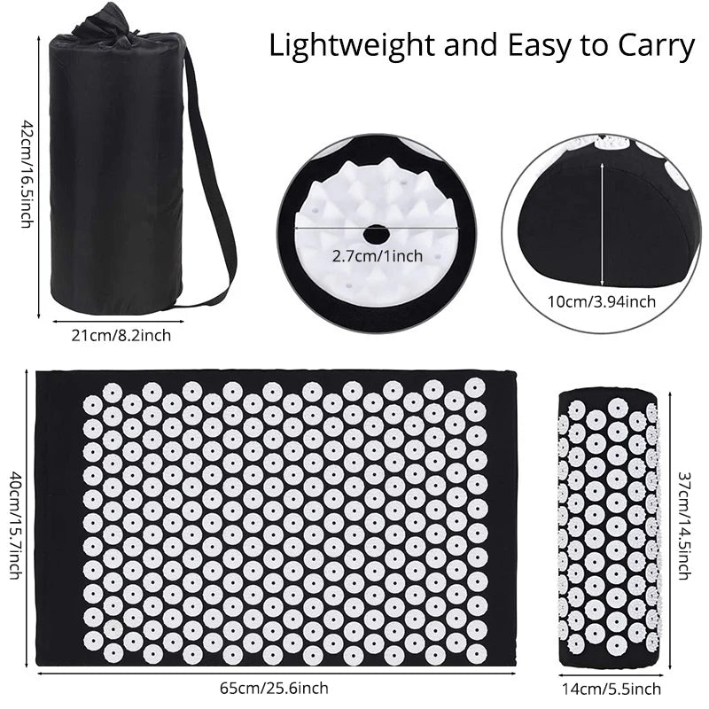 Acupressure Mat Pillow Set For Neck Back Foot Pain Relief