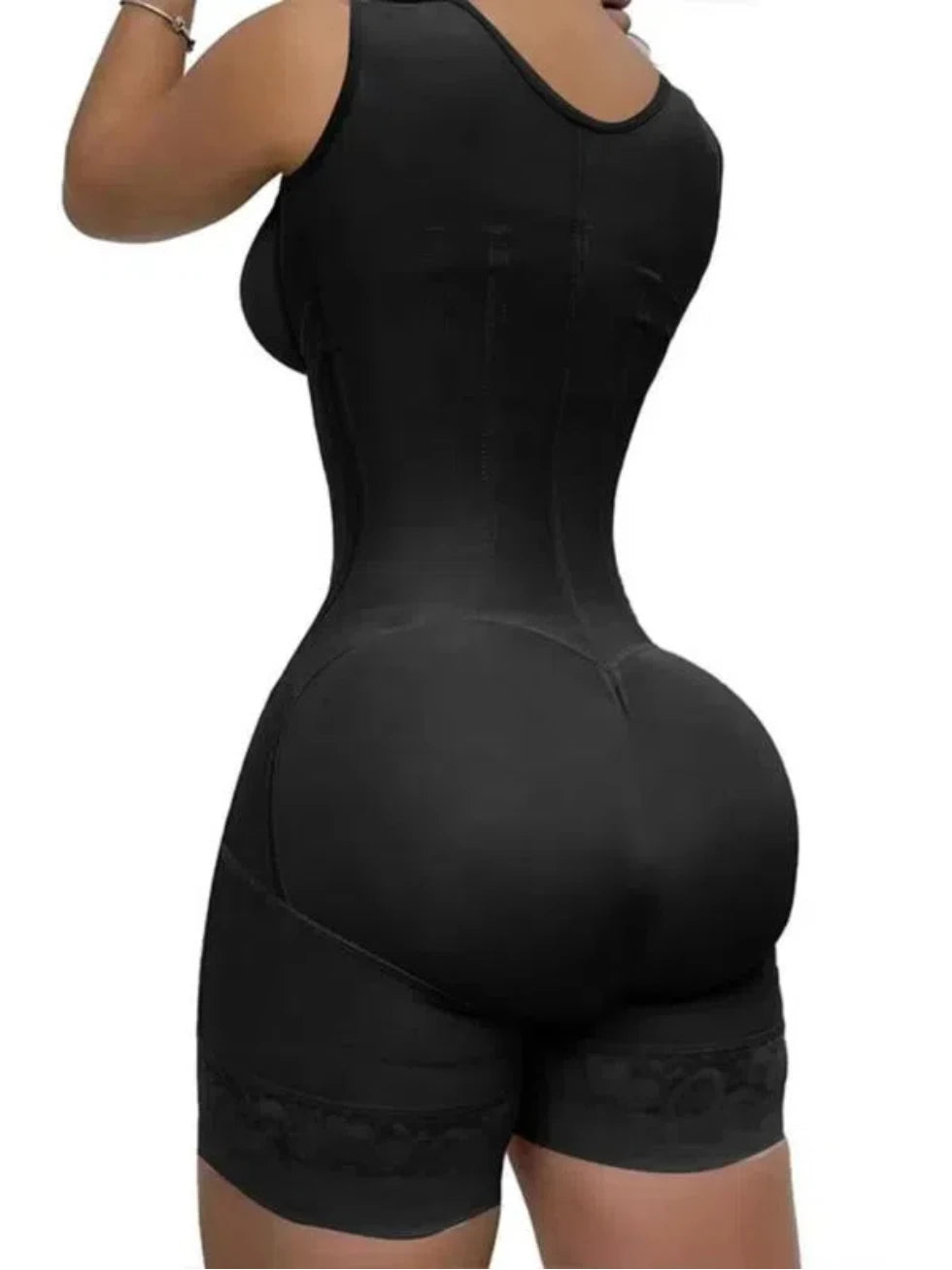 Womens Lace Trim Bodysuit Tummy Control Shapewear With Adjustable Zipper