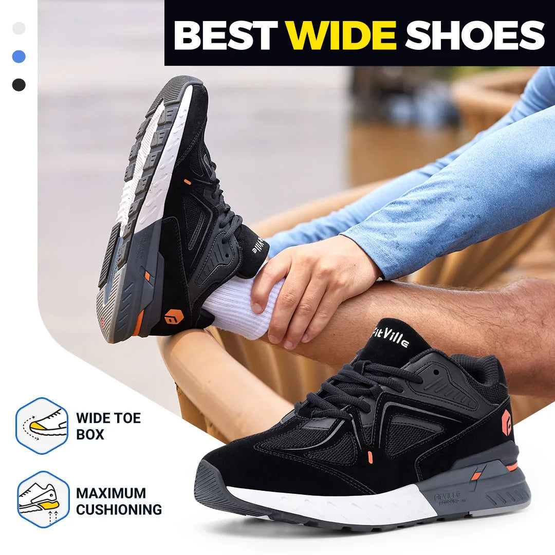 Fitville Men Extra Wide Lightweight Walking Shoes For Arch Support