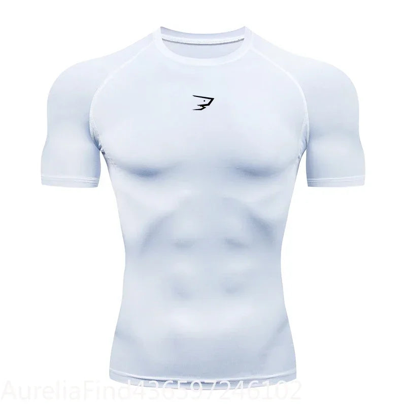 Short Sleeve Polyester Compression Shirt For Running Gym Fitness Training