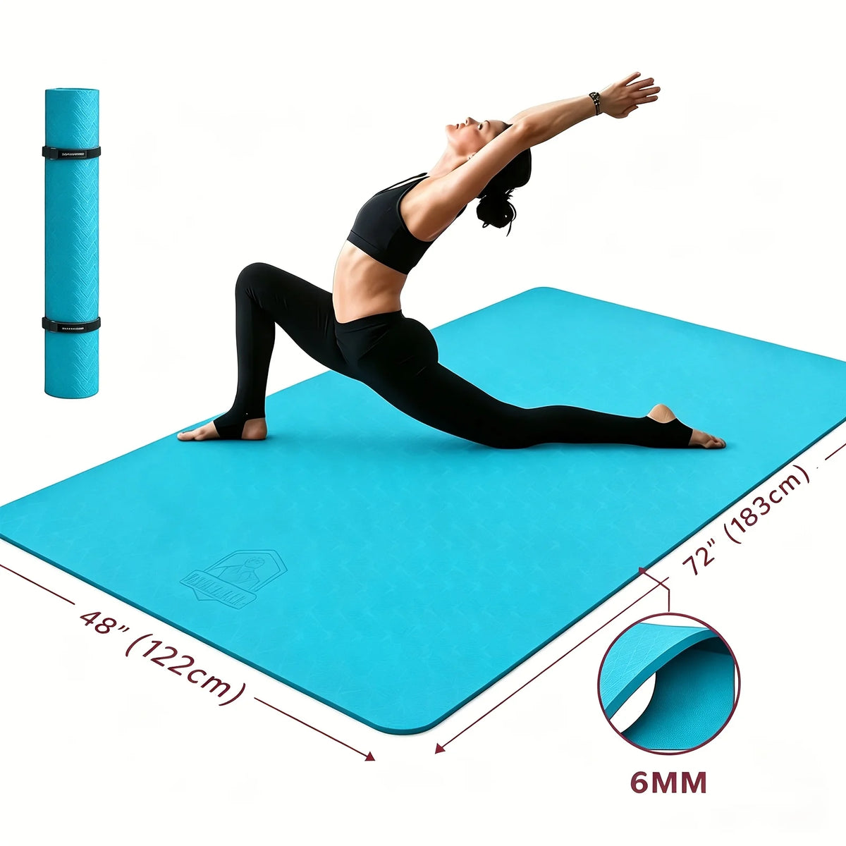 HAPBEAR Extra Large TPE Non Slip Yoga Mat With Bag