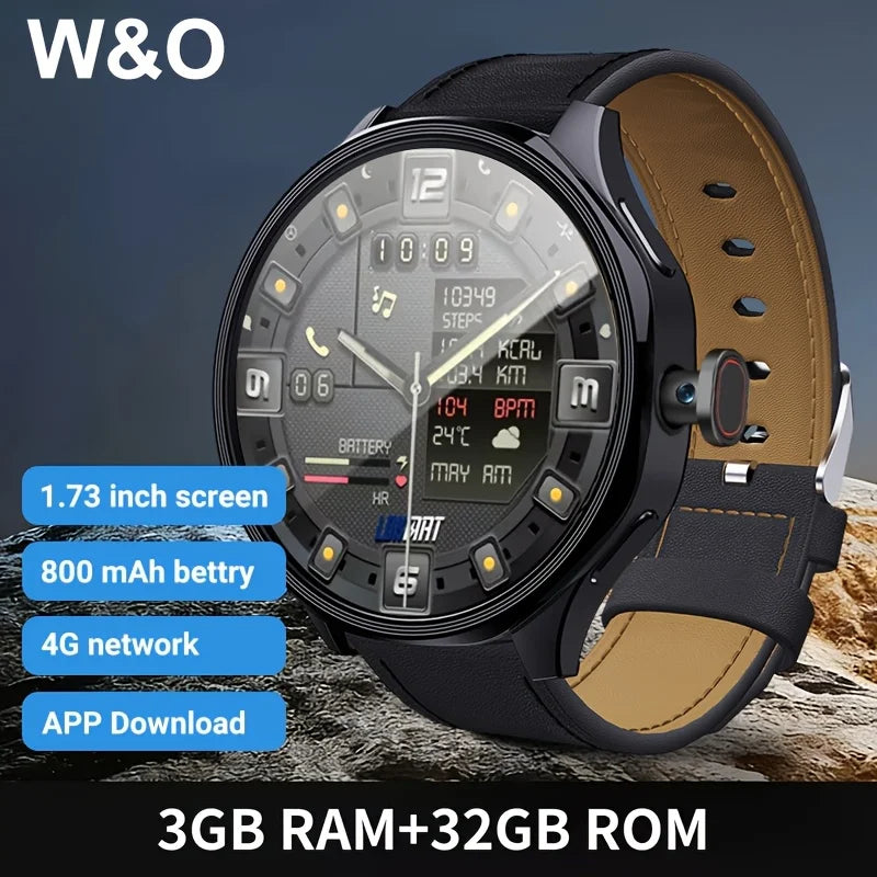 W&O 4G Smartwatch AMOLED Display GPS Camera Fitness Tracker