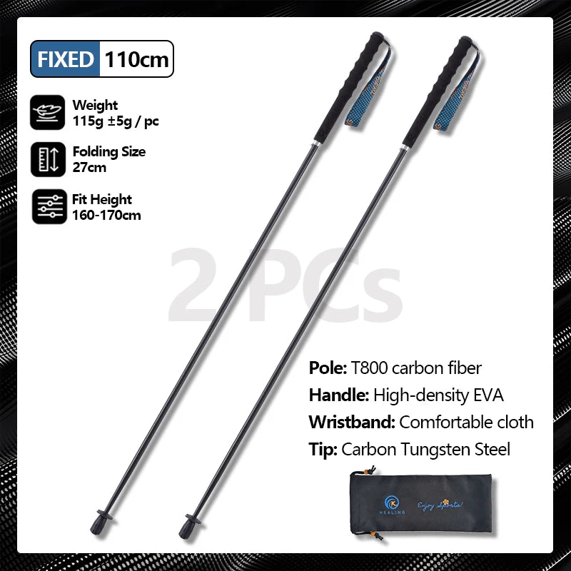 Okhealing Carbon Fiber Telescopic Trekking Poles For Hiking