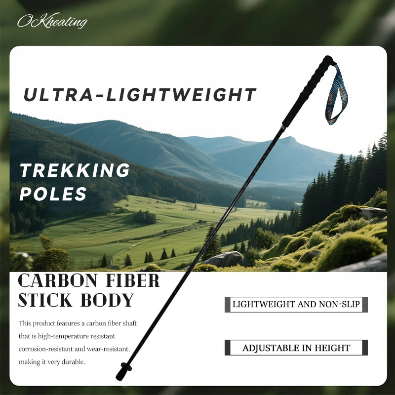 Okhealing Carbon Fiber Telescopic Trekking Poles For Hiking