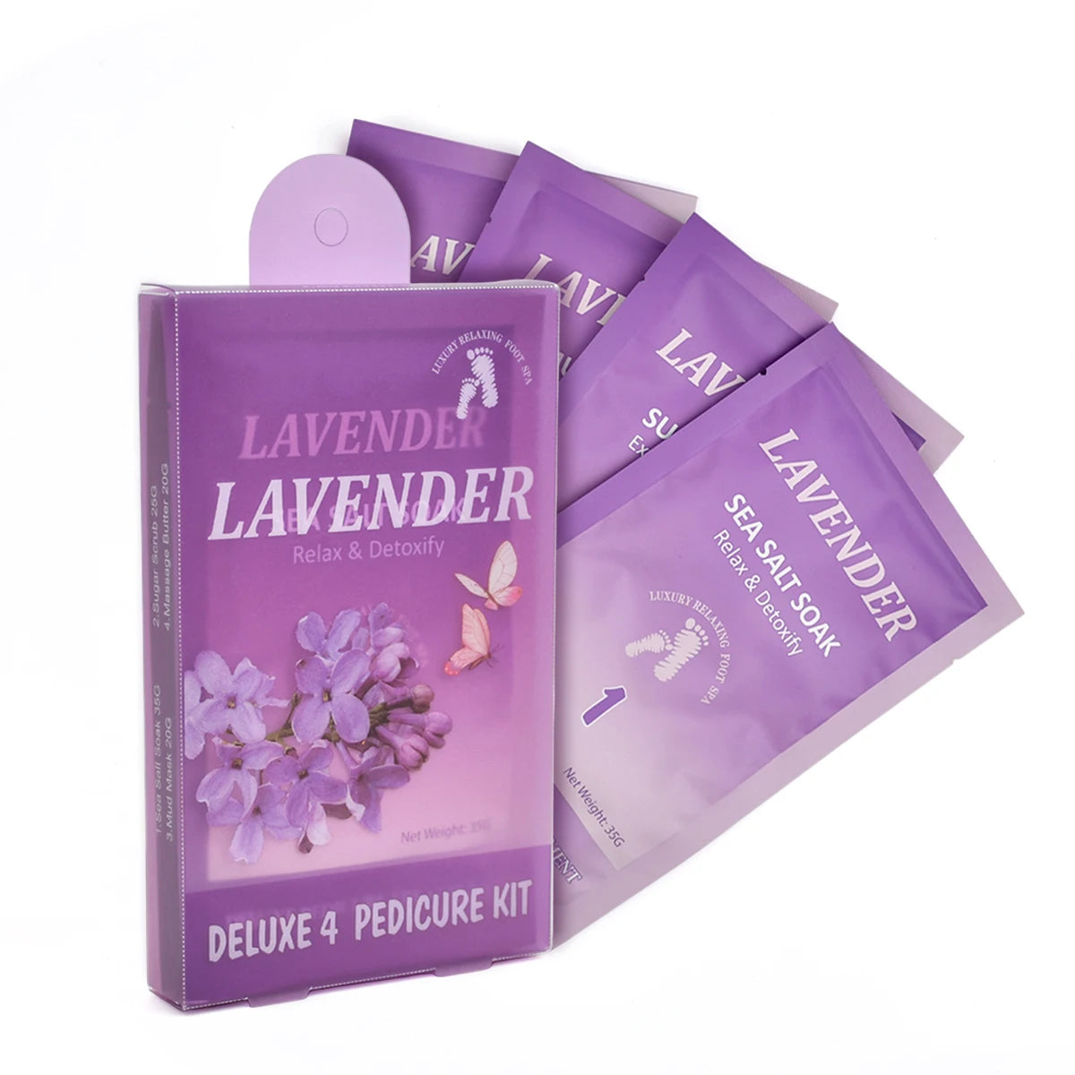 4 Step Spa Pedicure Kit Herbal Soak Scrub Mask Butter