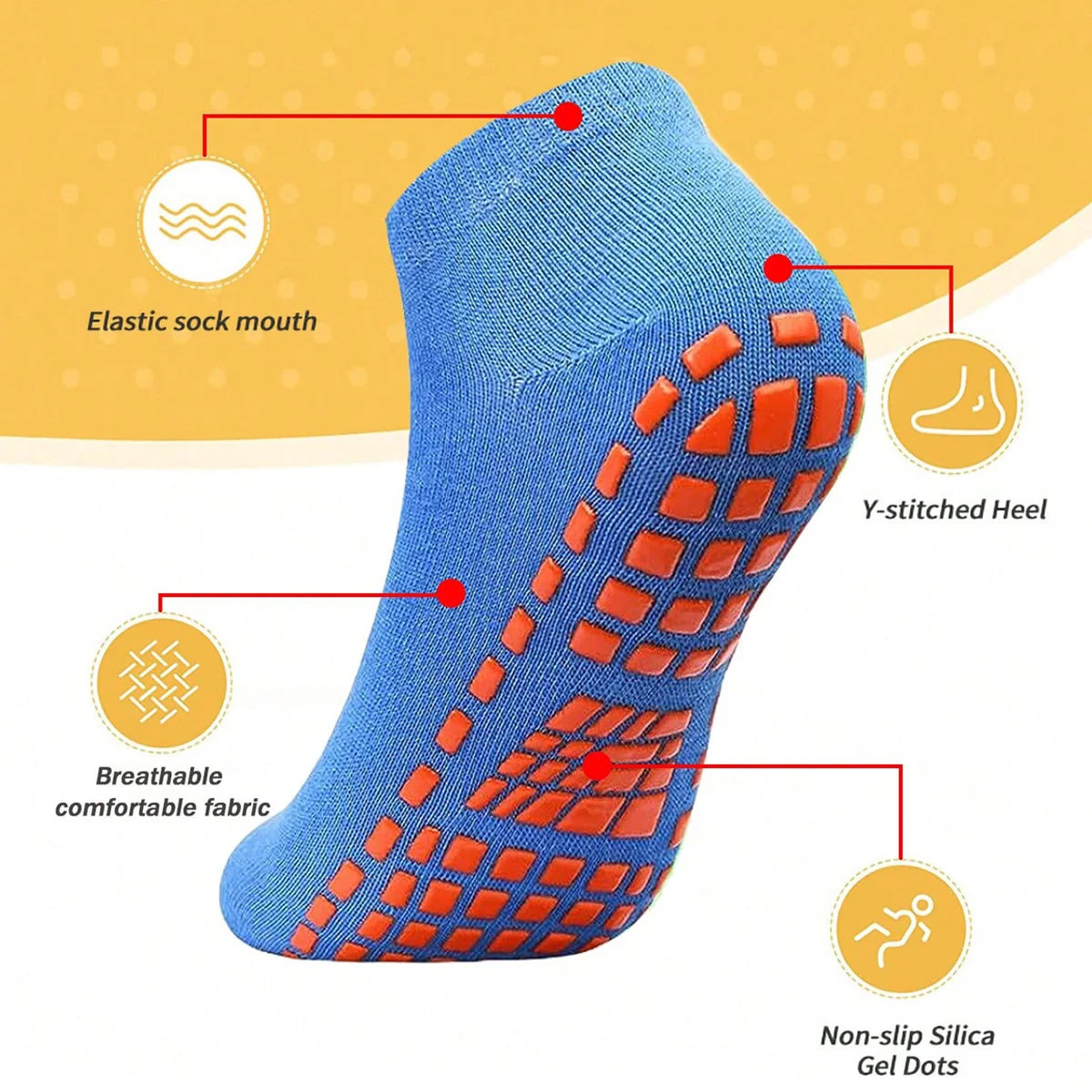 Unisex Silicone Non Slip Hospital Yoga Trampoline Care Socks