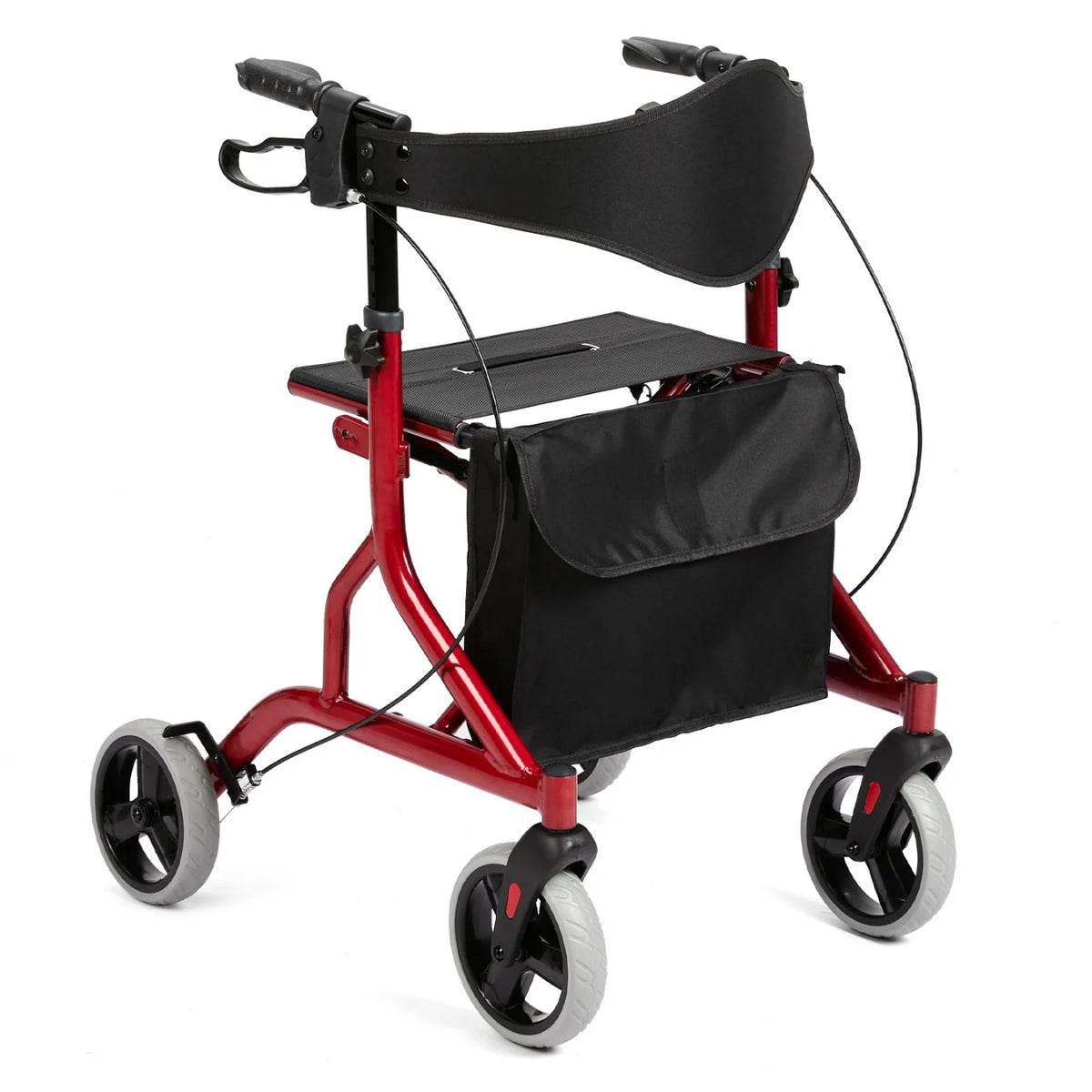 Collapsible Aluminum Rollator With Brake And Storage Pocket
