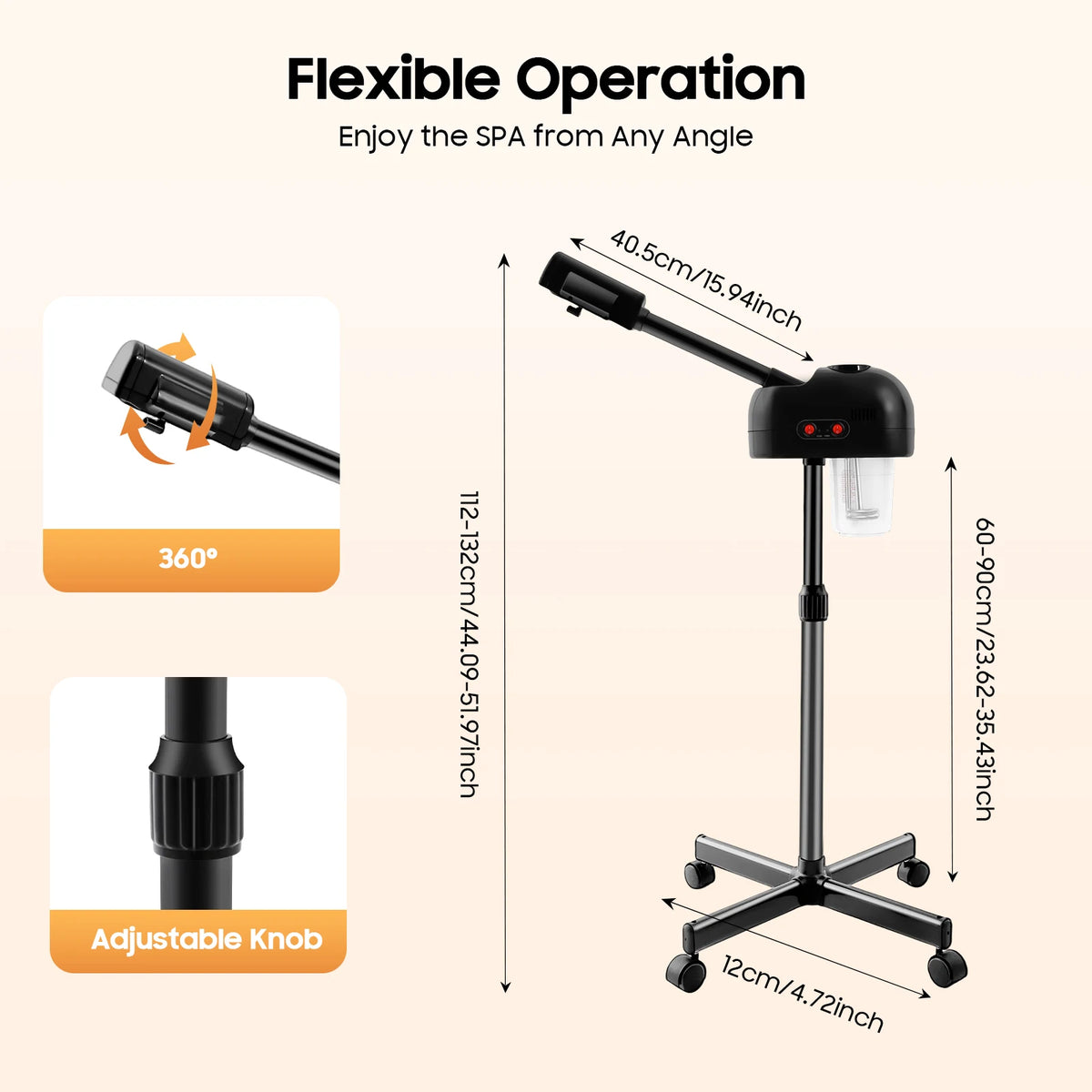 Bymaocar Height Adjustable Ozone Facial Steamer For Salon Spa