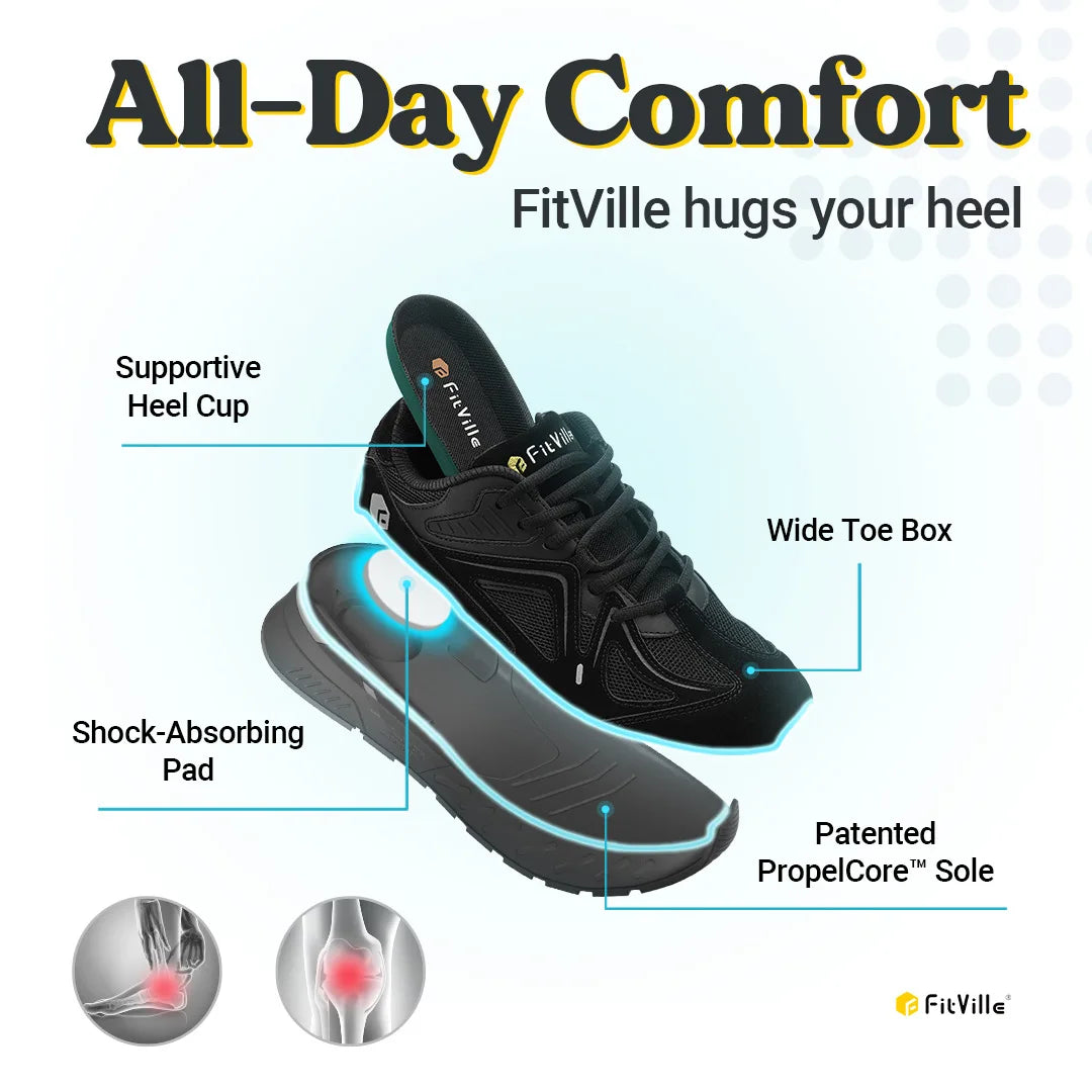 Fitville Men Extra Wide Lightweight Walking Shoes For Arch Support