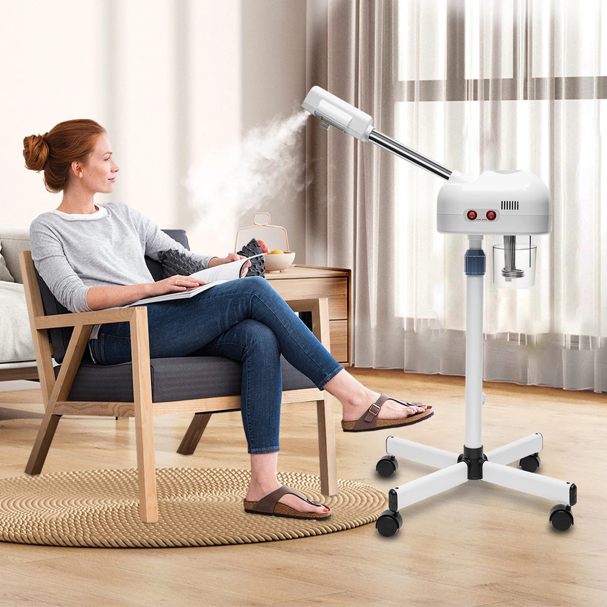 Bymaocar Height Adjustable Ozone Facial Steamer For Salon Spa