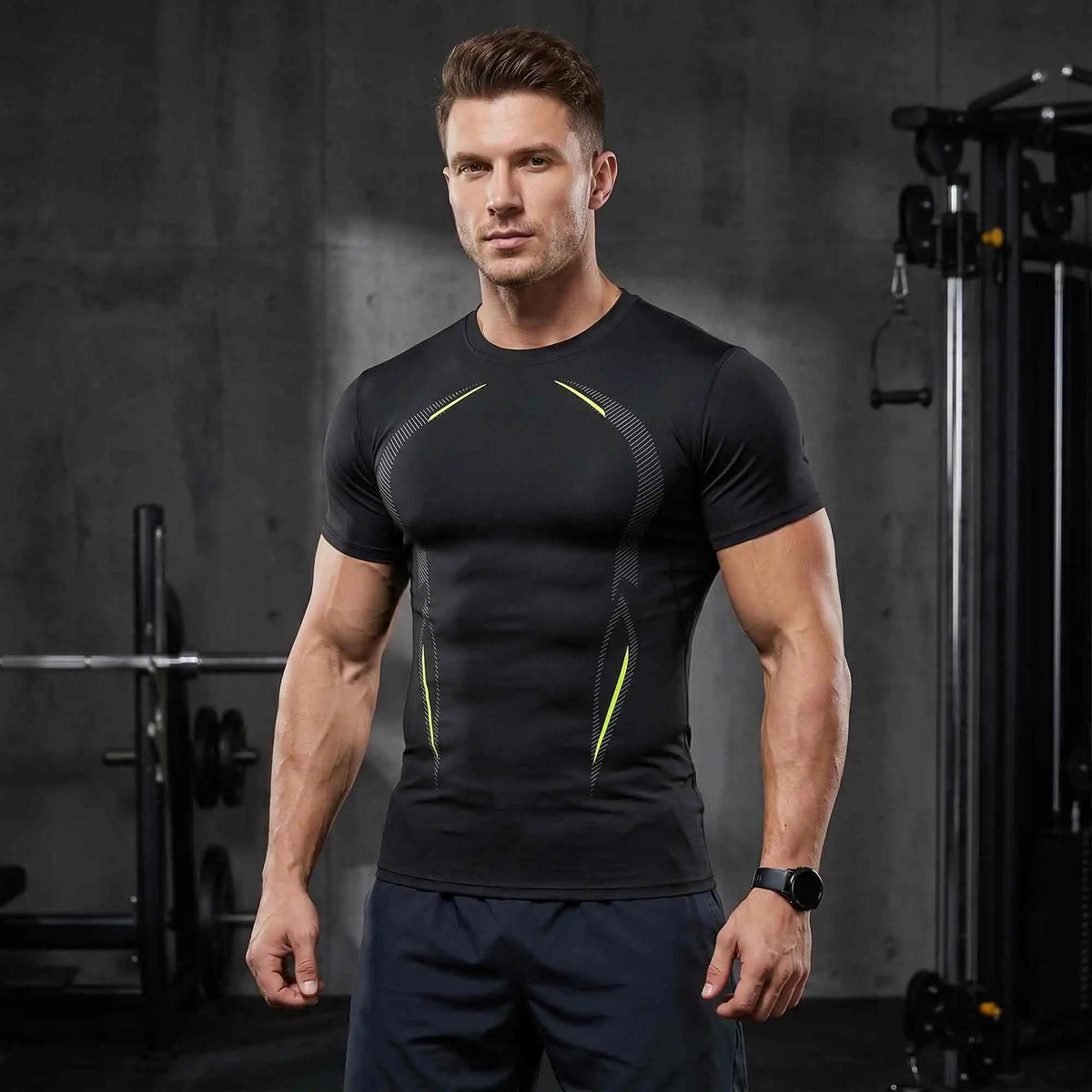 Men Quick Dry Compression Short Sleeve Gym Top 3 Pack