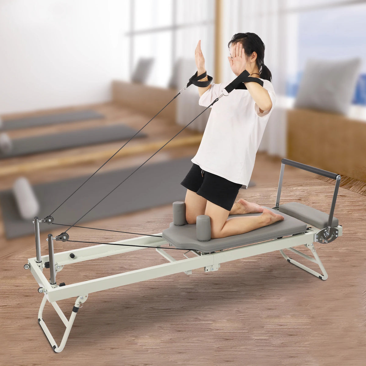 Portable Foldable Pilates Reformer Machine With Adjustable Springs