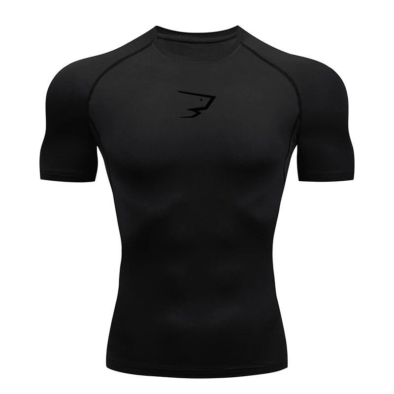 Short Sleeve Polyester Compression Shirt For Running Gym Fitness Training