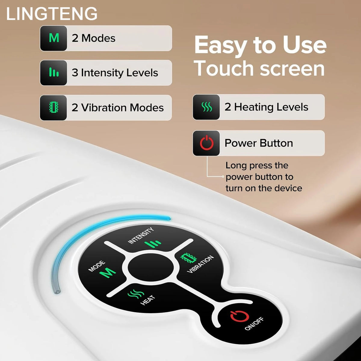 Lingteng Cordless Heated Hand Massager For Stress Relief