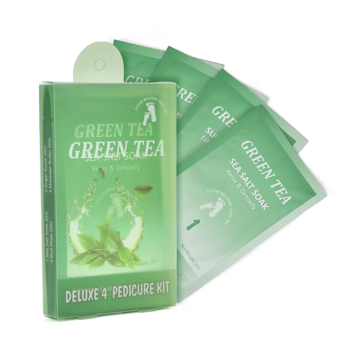 4 Step Spa Pedicure Kit Herbal Soak Scrub Mask Butter