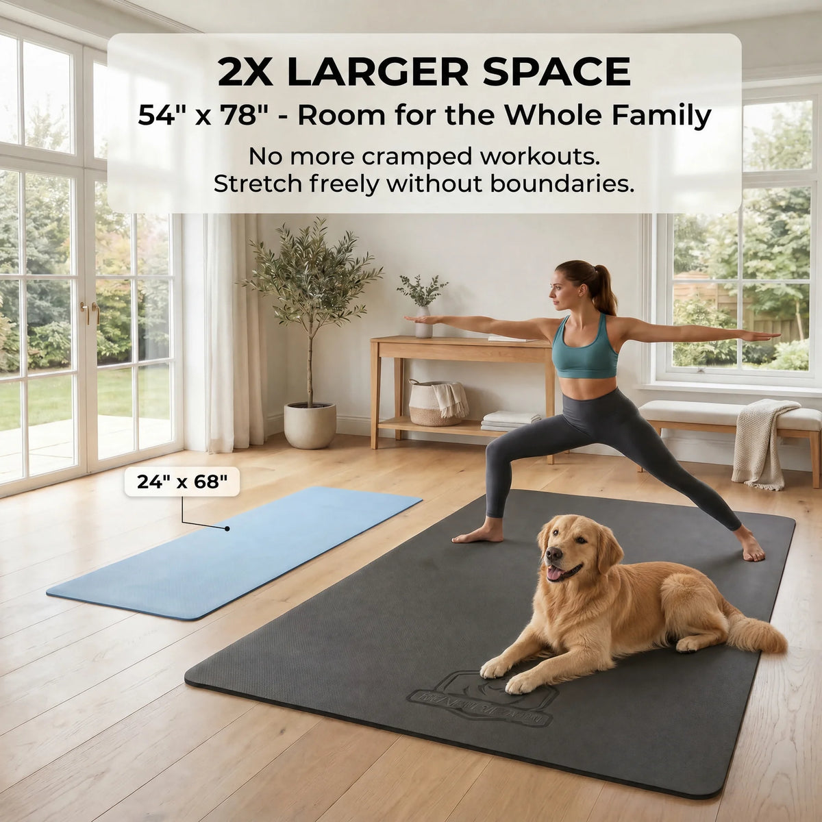 HAPBEAR Extra Large TPE Non Slip Yoga Mat With Bag