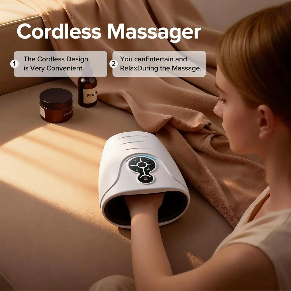 Lingteng Cordless Heated Hand Massager For Stress Relief