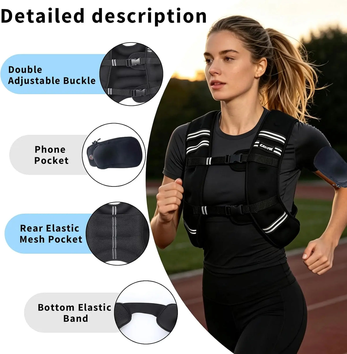 Weighted Vest For Intense Strength Training Workout Rucking Cardio Gear