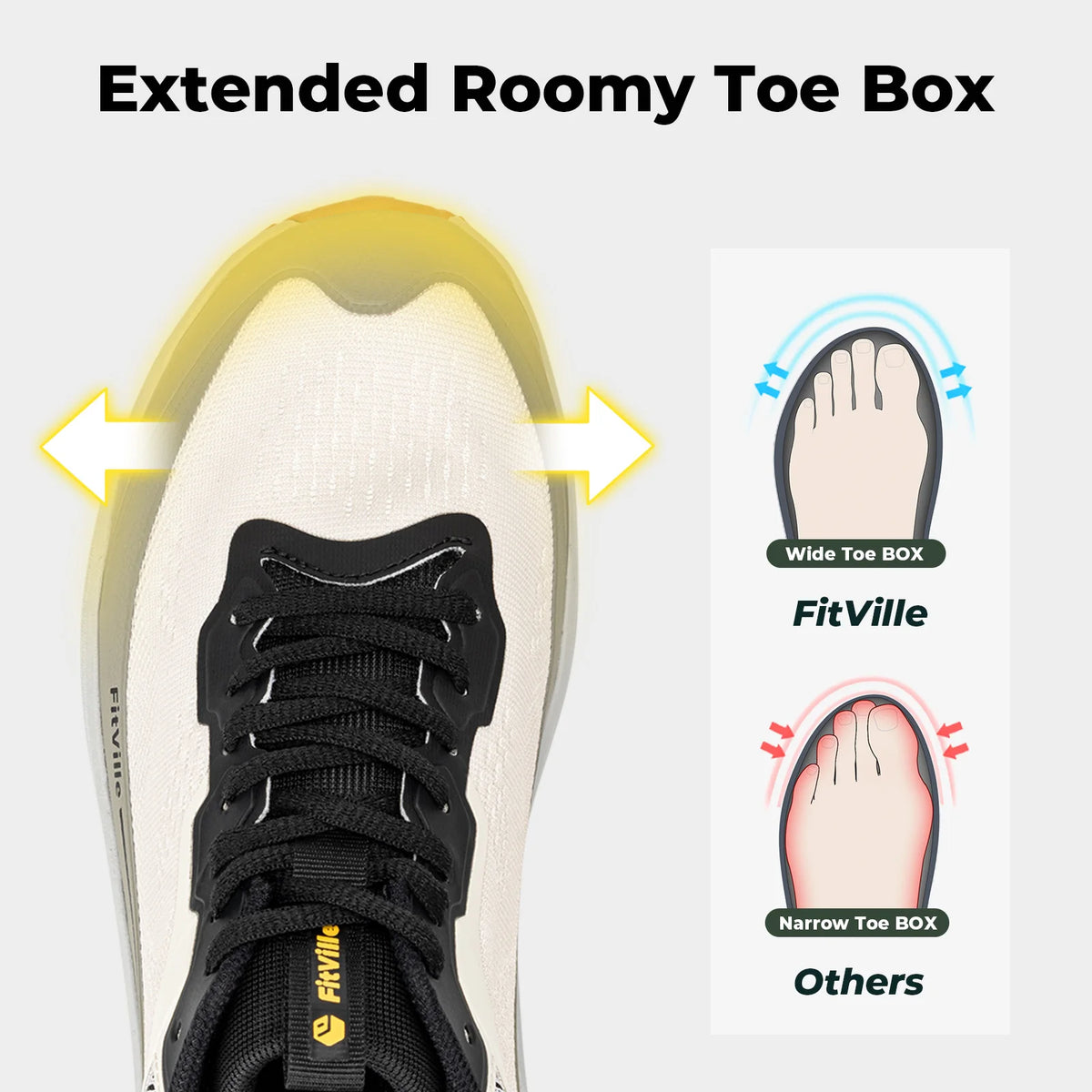 Fitville Men Wide Toe Box Lightweight Running Shoes For Walking