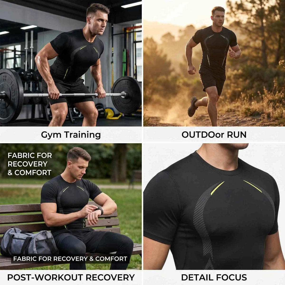 Men Quick Dry Compression Short Sleeve Gym Top 3 Pack