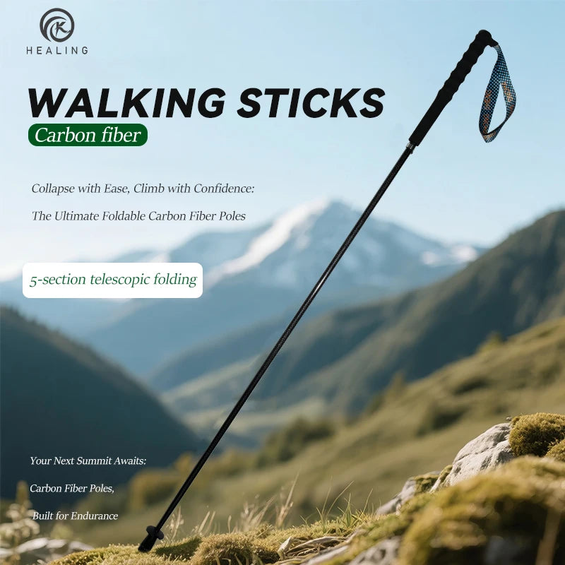 Okhealing Carbon Fiber Telescopic Trekking Poles For Hiking