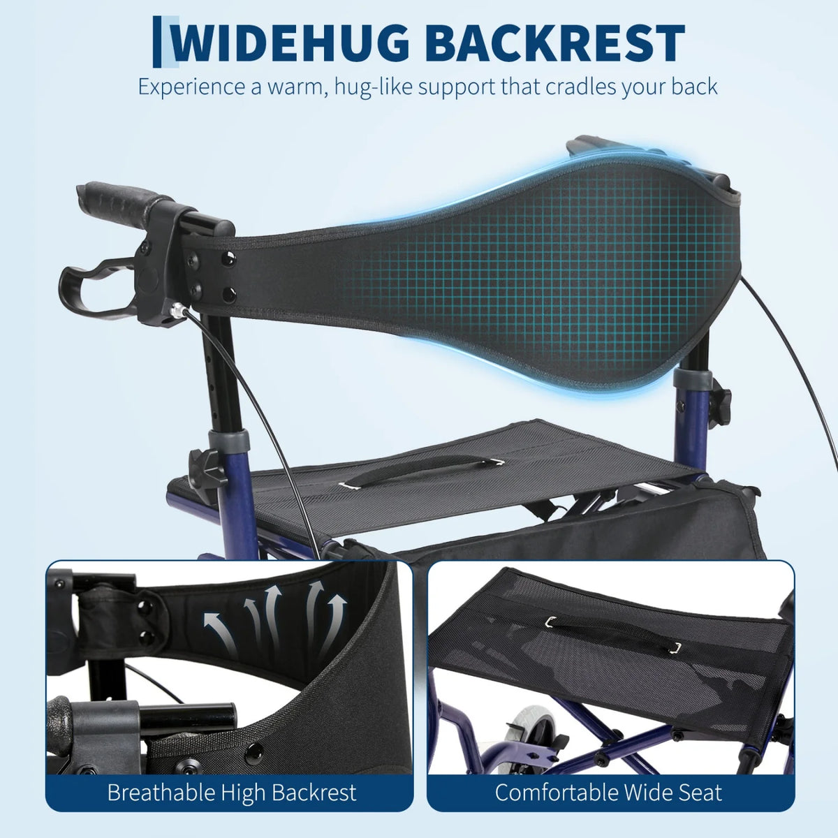 Collapsible Aluminum Rollator With Brake And Storage Pocket