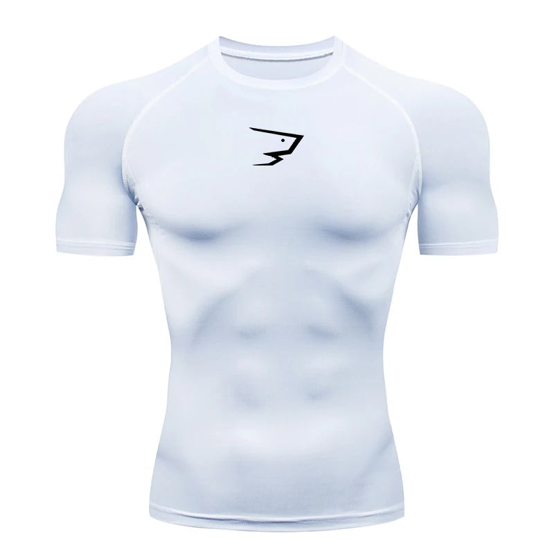 Short Sleeve Polyester Compression Shirt For Running Gym Fitness Training