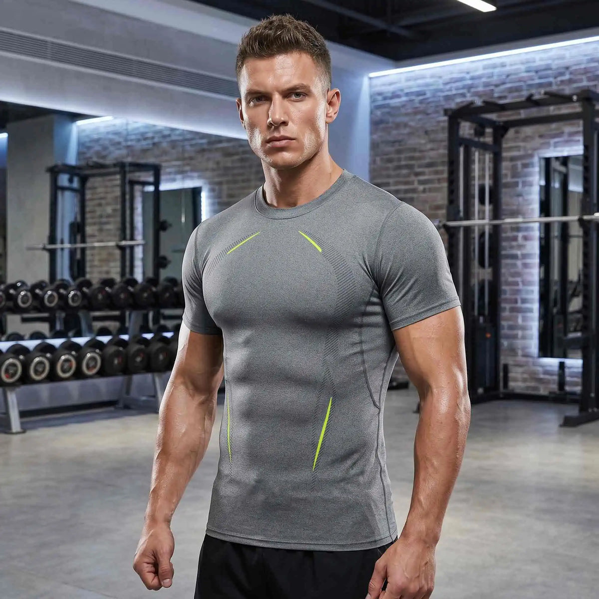 Men Quick Dry Compression Short Sleeve Gym Top 3 Pack