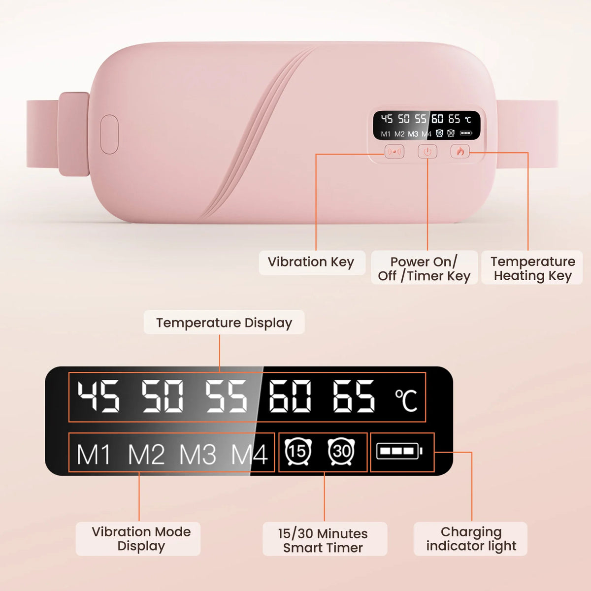 Pastsky Electric Heating Vibration Waist Massage Belt For Menstrual Relief