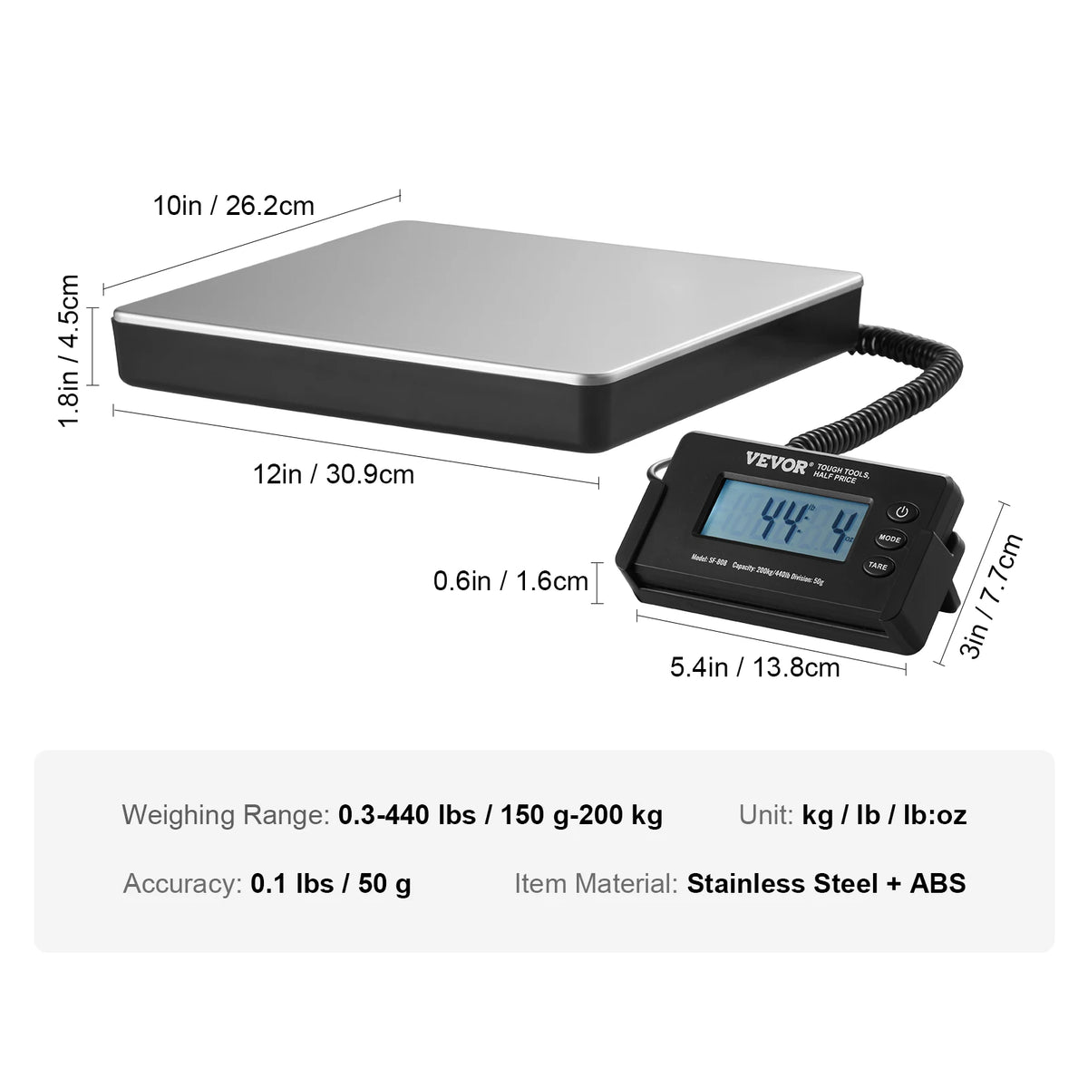 SucceBuy Digital Postal Scale With Tare Function And Lcd Display