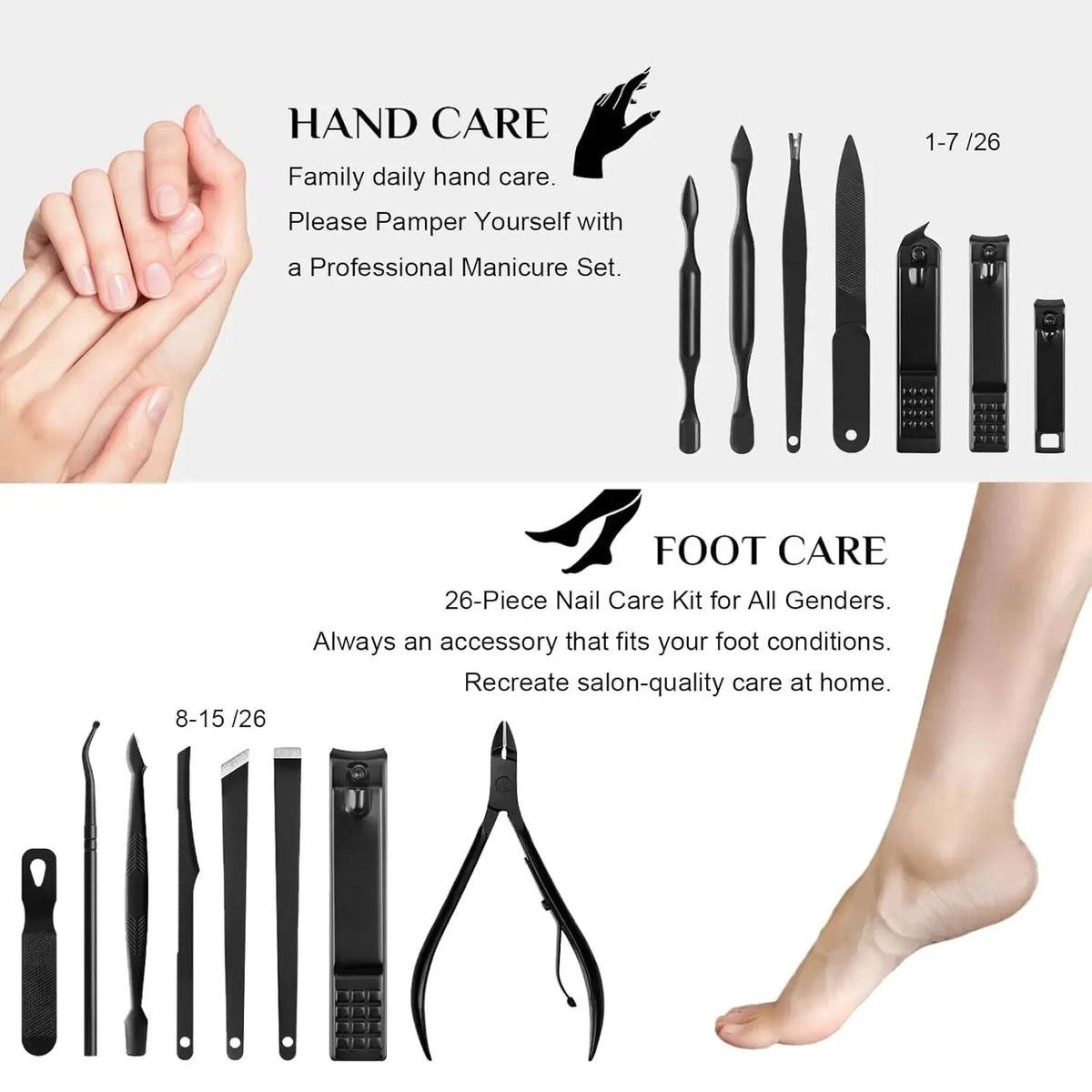 Professional Stainless Steel Manicure Pedicure Grooming Tool Set